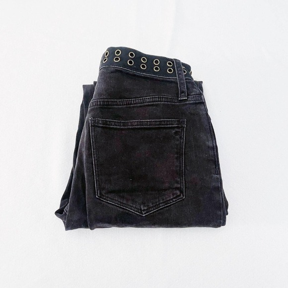 Madewell Classic Straight Black Denim Jeans Eyelet Accent Waist SZ25 - Picture 4 of 10